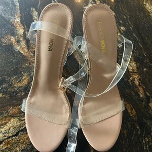 Fashion Nova Clear Strap Heels - Nude